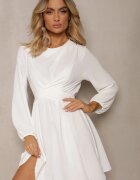 new collection Rochie Albă Cloche cu Elastic în Talie Thelo