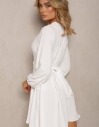 new collection Rochie Albă Cloche cu Elastic în Talie Thelo