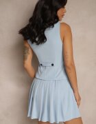 new collection Rochie Albastră deschisă cu fustă evazată și top tip vestă Evinorae