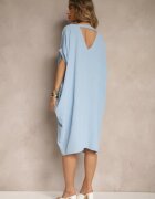 new collection Rochie Albastră Mini tip liliac cu decolteu rotund Maglia