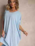 new collection Rochie Albastră Mini tip liliac cu decolteu rotund Maglia