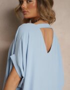 new collection Rochie Albastră Mini tip liliac cu decolteu rotund Maglia