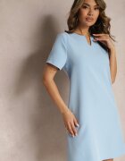 new collection Rochie Albastră Trapezoidală Mini cu Mânecă Scurtă și Buzunare Vrea
