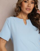 new collection Rochie Albastră Trapezoidală Mini cu Mânecă Scurtă și Buzunare Vrea