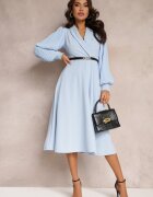 new collection Rochie Albastru deschis Evazată cu curea și mâneci lungi Malaiyah