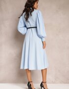 new collection Rochie Albastru deschis Evazată cu curea și mâneci lungi Malaiyah