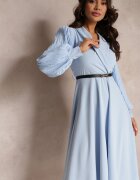 new collection Rochie Albastru deschis Evazată cu curea și mâneci lungi Malaiyah