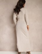 new collection Rochie Bej cu viscoză fir metalic și nod asimetric Elloritia