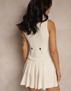 new collection Rochie Bej deschis cu fustă evazată și top stil vestă Evinorae