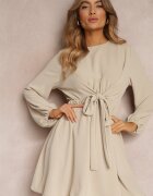 new collection Rochie Bej deschis Evazată cu elastic în talie Thelo