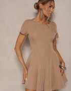new collection Rochie Bej închis cu croi cloș cu mânecă scurtă Decorată cu cusături Mepiza