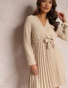 new collection Rochie Bej Plisată cu curea din material Jaresa