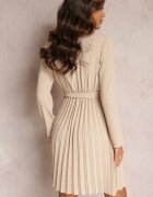 new collection Rochie Bej Plisată cu curea din material Jaresa