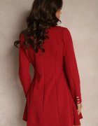 new collection Rochie Bordo Evazată cu Pliuri tip Sacou cu Nasturi Decorativi Avriana