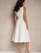 new collection Rochie cămașă albă fără mâneci cu cordon legat Lideene