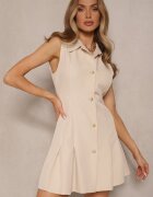 new collection Rochie Cămașă Bej Decorată cu Nasturi Rediure
