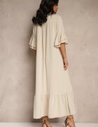 new collection Rochie Cămașă Bej Decorată cu Volane Ransara
