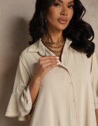 new collection Rochie Cămașă Bej Decorată cu Volane Ransara