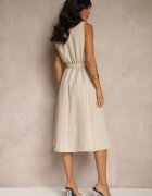 new collection Rochie Cămașă Bej Fără Mâneci cu Cordon Lideene