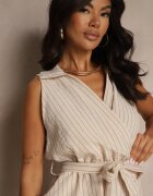 new collection Rochie Cămașă Bej Fără Mâneci cu Cordon Lideene