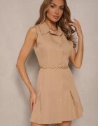 new collection Rochie-cămașă bej închis decorată cu nasturi Rediure