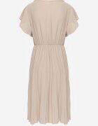 new collection Rochie Evazată Bej cu pliuri și decolteu în V Rissari