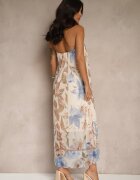 new collection Rochie Florală Bej Din plasă cu Viscoză Izurelia