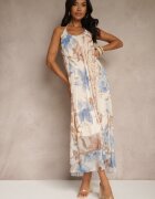 new collection Rochie Florală Bej Din plasă cu Viscoză Izurelia