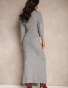 new collection Rochie Gri cu Viscoză Fir Metalic și Nod Asimetric Elloritia