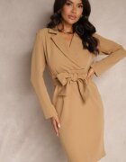 new collection Rochie Maro Petrecută cu umeri întăriți Legată în talie cu crăpătură Werisya