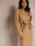 new collection Rochie Maro Petrecută cu umeri întăriți Legată în talie cu crăpătură Werisya