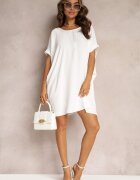 new collection Rochie Mini Albă cu mâneci liliac și decolteu rotund Maglia