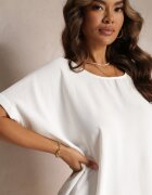 new collection Rochie Mini Albă cu mâneci liliac și decolteu rotund Maglia