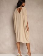 new collection Rochie Mini Bej cu Croială tip Liliac și Decolteu Rotund Maglia