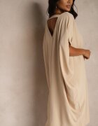 new collection Rochie Mini Bej cu Croială tip Liliac și Decolteu Rotund Maglia