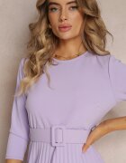new collection Rochie Mov Plisată cu Centură Valfe