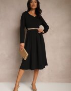 new collection Rochie Neagră în croi evazat cu decolteu triunghiular Temivara