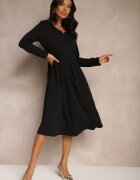 new collection Rochie Neagră în croi evazat cu decolteu triunghiular Temivara