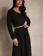 new collection Rochie Neagră în croi evazat cu decolteu triunghiular Temivara