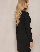 new collection Rochie Neagră Petrecută Mini cu Curea în Talie Holoch