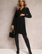 new collection Rochie Neagră Plisată cu curea din material Jaresa