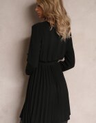 new collection Rochie Neagră Plisată cu curea din material Jaresa