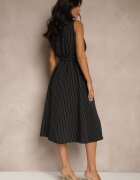 new collection Rochie neagră tip cămașă fără mâneci cu cordon legat Lideene