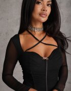 new collection Rochie Neagră Tip Corset Mulată Cu încrețituri Werini