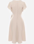 new collection Rochie petrecută bej cu tiv evazat și legătură decorativă Dannola