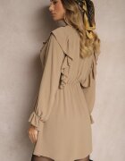 new collection Rochie petrecută bej închisă cu jabot decorată cu volane Melosia