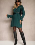 new collection Rochie petrecută verde închisă cu jabou și volane Melosia