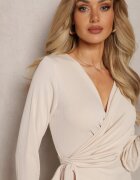 new collection Rochie plic mini bej cu curea în talie Holoch