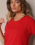 new collection Rochie Roșie cu croială trapezoidală cu spate mai lung Gemivra