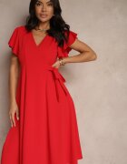 new collection Rochie Roșie Petrecută cu poale evazate și Legătură Decorativă Dannola